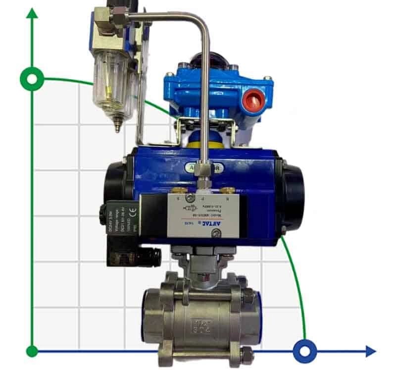 PN16 DN15 Кульовий різьбовий кран AISI 304, Seat PTFE з пневмоприводом подвійної дії,  пневморозпод. 5/2, катушка 24В, від компанії BTS-ENGINEERING - фото 1