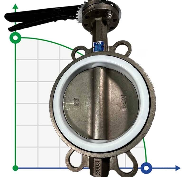 PN16 DN150 Засувка Батерфляй, корпус і диск з нержавіючої сталі AISI 304, Seat PTFE від компанії BTS-ENGINEERING - фото 1