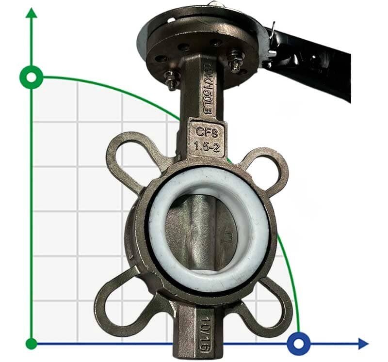 PN16 DN50 Затвор дисковий поворотний Батерфляй, корпус і диск з нержавіючої сталі AISI 304, Seat PTFE від компанії BTS-ENGINEERING - фото 1