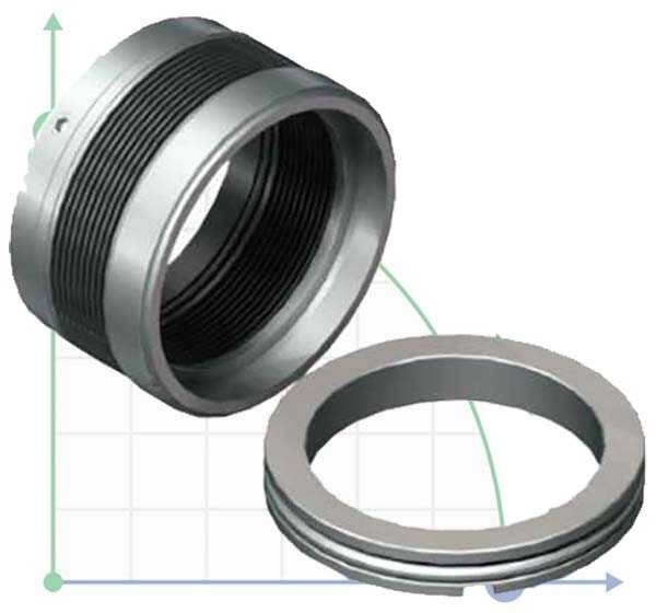 Ущільнення з металевим сильфоном R-680 1.1/2, SIC/SIC, VITON, AM350/316 від компанії BTS-ENGINEERING - фото 1