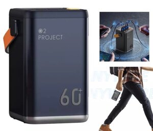 Павербанк 60000 mAh iBattery O2 Project Оригінал (30 Вт РК-дисплей +4 USB-порти) для ноутбука телефона Power Bank