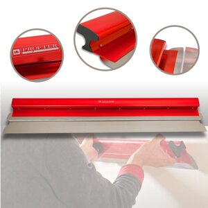 Професійний шпатель для механізованої шпаклівки Profter SU 100 red (100 см лезо 0.3+0.5 мм) алюмінієва ручка