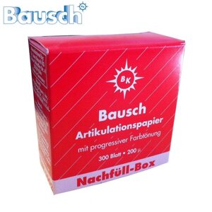 Артикуляционная бумага красного цвета в картонной упаковке, 200 мкм, 300 шт, Bausch