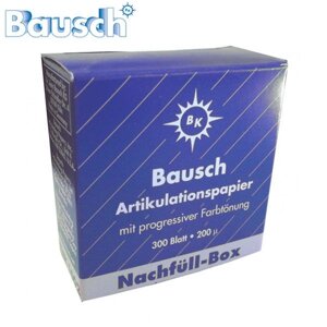 Артикуляционная бумага синего цвета в картонной упаковке, 200 мкм, 300 шт, Bausch