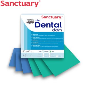 Платки Dental Dam для коффердама синие средние, 15x15 см, 36 шт, Sanctuary