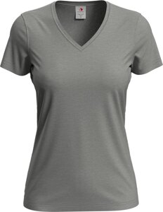 Футболка жіноча СІРА (меланж) CLASSIC V-NECK ST2700. Щільність 155г/м2. Бавовна 100%V-подібний комірець.