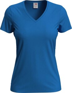 Футболка жіноча СИНЯ CLASSIC V-NECK ST2700. Щільність 155г/м2. Бавовна 100%V-подібний комірець.