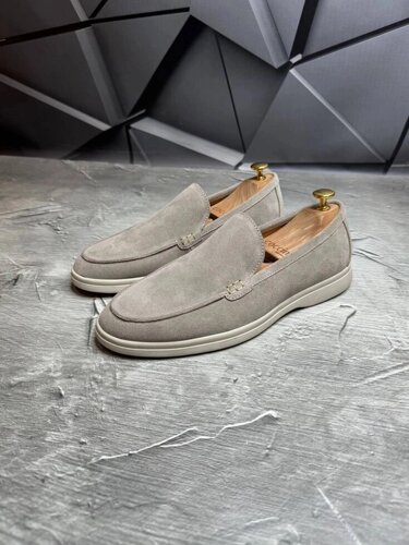 Лофери чоловічі замшеві LORO PIANA Suede LUX BEZH! Туфлі чоловічі Лофери бежеві! Натуральна ЗАМША!