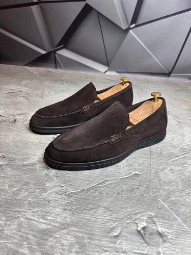 Лофери чоловічі замшеві LORO PIANA Suede LUX CHOCOLATE! Туфлі чоловічі Лофери шоколад! Натуральна ЗАМША!