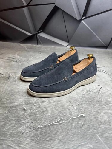 Лофери чоловічі замшеві Suede LUX GREY! Туфлі чоловічі Лофери сірі! Натуральна ЗАМША!