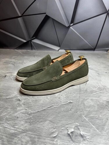Лофери чоловічі замшеві Suede LUX OLIVE! Туфлі чоловічі Лофери олива! Натуральна ЗАМША!