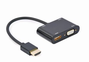 Адаптер cablexpert A-HDMIM-hdmifvgaf-01 HDMI-HDMI/VGA+аудіо 3,5 0.15 м чорний