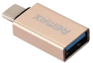 Адаптер перехідник Remax RA-OTG1 Glance USB-F to Type-C M Gold