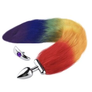 Анальна пробка з пишним хвостом Deformable Fox Tail Metal Anal Plug Multicolor Bdsm4u