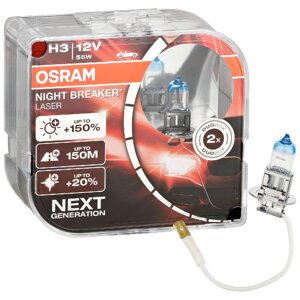 Автолампа OSRAM 64151NL H3 night breaker LASER NG +150% 55W 12V pk22s hardduopet