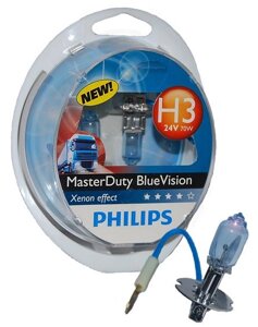 Автолампа philips 13336MDBVS2 H3 70W 24V PK22s masterduty bluevision