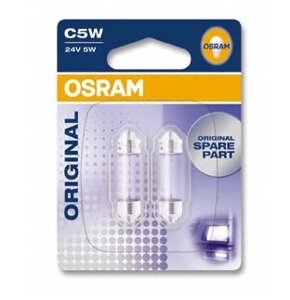 Автолампа ук. OSRAM 6423-02B C5w 36mm 24V SV8.5-8 10X2 blister