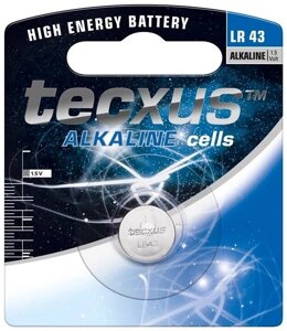 Батарейка Tecxus LR43 100mAh x1шт Alkaline (75.02.3733)