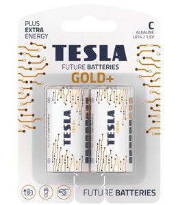 Батарейки tesla C GOLD+ LR14 / blister FOIL 2 шт.