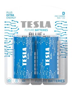 Батарейки tesla D BLUE+ R20 / 1,5V / blister FOIL 2 шт.