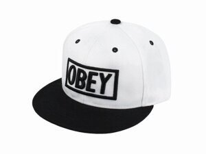 Бейсболка peaked cap OBEY Білий One siz Чорний (23259)