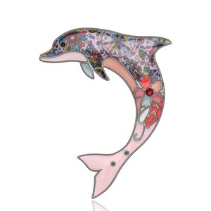 Брошка broche дельфін рожева BRSF112090