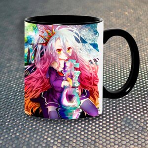 Чашка Fan Girl Shiro No game no life (5626) 330 мл Чорний