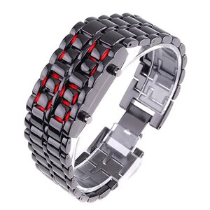 Годинник-браслет Led Watch Iron Samurai, Чорний із червоними світлодіодами ( IBW012BR )