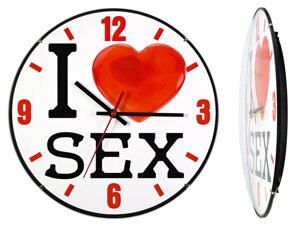 Годинник настінний Montre I love sex Велике серце 30х30х5 см Скло Тихий хід (19047)