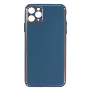 Чохол Leather Case Gold with Frame для Apple iPhone 11 Pro Max Navy Blue