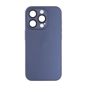 Чохол-накладка скляний матовий із захистом камери Matte AG-Glass iPhone 14 Pro Navy Blue