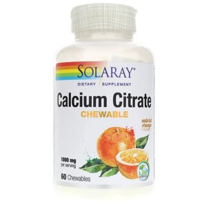 Цитрат кальцію Calcium Citrate Solaray 1000 мг смак апельсина 60 жувальних пігулок