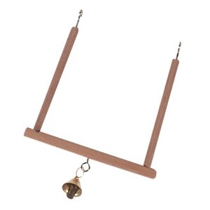 Дерев'яні гойдалки для птахів з дзвіночком Flamingo Wooden Swing S 13 x 12 см Бежевий (5415245096407)