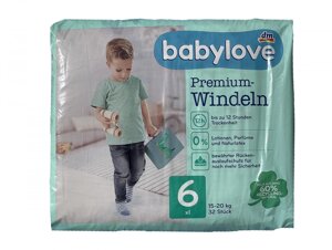 Дитячі одноразові підгузки Babylove Premium 6 XL 15-20 кг 32 шт