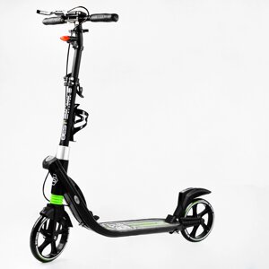 Двоколісний складаний самокат ліхтарик 2 амортизатора Best Scooter 100 кг Black and green (114435)