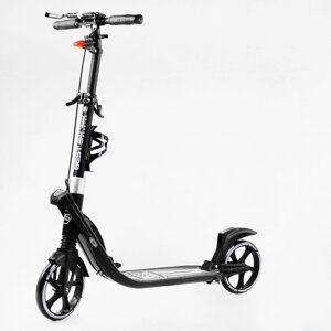 Двоколісний складаний самокат ліхтарик 2 амортизатора Best Scooter 100 кг Black and white (114437)