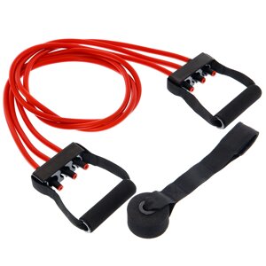 Еспандер трубчастий із ручками з дверним фіксатором SP-Sport Resistance Band 8021-30-170 30LB d-12 мм l-170 см Червоний