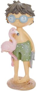 Фігурка інтер'єрна Boy with Flamingo 7.5x6.5x18 см Bona DP118176