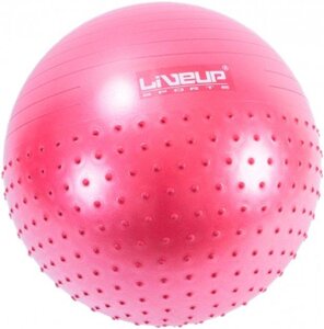 Фітбол масажний із насосом LiveUP HALF MASSAGE BALL червоний 65см/1000гр LS3569