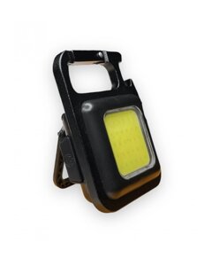 Ліхтарик - акумуляторний брелок з карабіном і магнітом Keychain Light 15155 Mini COB Чорний