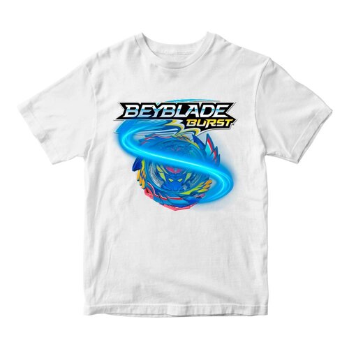 Футболка біла з принтом гри BeyBlade "Дзиґа Beyblade burst. Бейблейд Юла" Кавун 7-8 років ФП012179