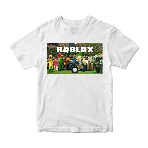 Футболка біла з принтом онлайн ігри Roblox "Роблокс Персонажі Roblox 2" Кавун 86 см ФП011984