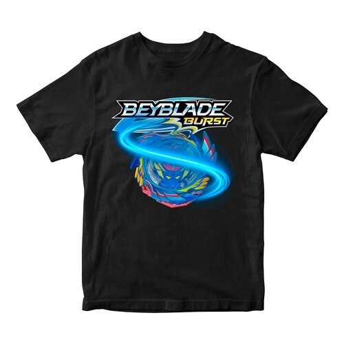 Футболка чорна з принтом гри BeyBlade "Дзиґа Beyblade burst. Бейблейд Юла" 86 см Кавун ФП012180