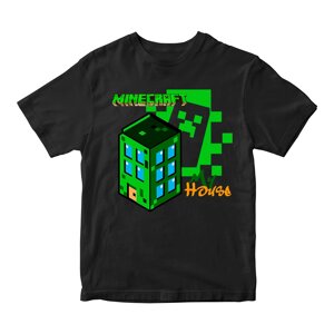 Футболка чорна з принтом онлайн ігри Minecraft "My house Мій дім Minecraft Майнкрафт Кавун 7-8 ФП012068(34)