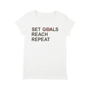 Футболка жіноча BeriDari Set Goals Reach Repeat Білий S HH-18 (8485)