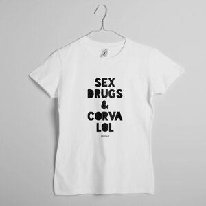 Футболка жіноча BeriDari Sex Drugs and Corvalol Білий XL HK-48 (8310)