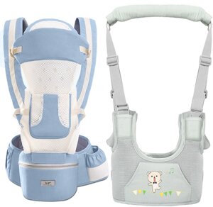 Хіпсіт ерго-рюкзак кенгуру перенесення + дитячі віжки-ходунки Baby Carrier 20 кг 6 в 1 М'ятний (vol-9853)