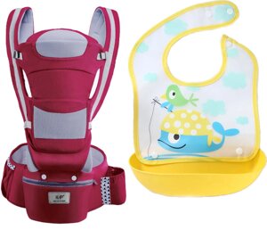 Хіпсіт ерго-рюкзак кенгуру перенесення слюнявчик-трансформер Baby Carrier 20 кг 6 в 1 Бордовий (vol-9886)