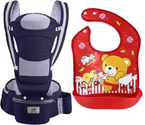 Хіпсіт ерго-рюкзак кенгуру перенесення слюнявчик-трансформер Baby Carrier 20 кг 6 в 1 Темно-синій (vol-9863)