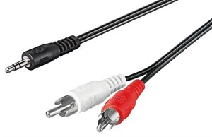 Кабель аудіо-адаптер Goobay Jack 3.5mm 3pin-RCAx2 M/M 15.0m плаский AWG29 Nickel чорний (75.05.0780)